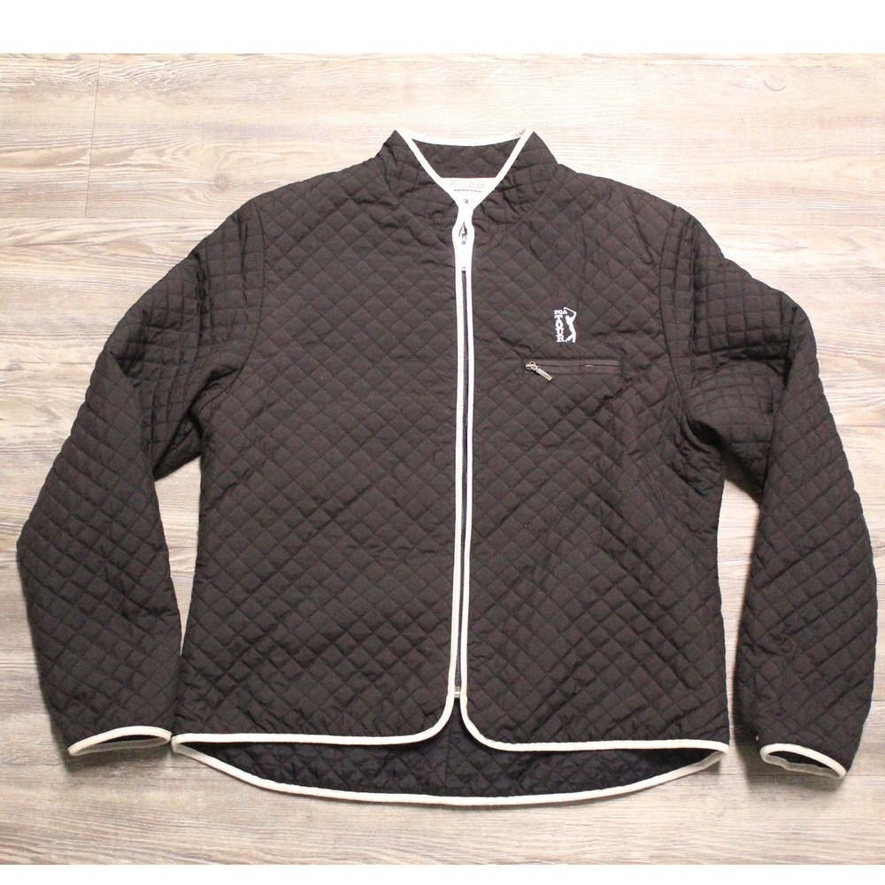 Tommy Hilfiger Golf Mens Black Diamond Quilted PGA Tour Full Zip Jacket Large